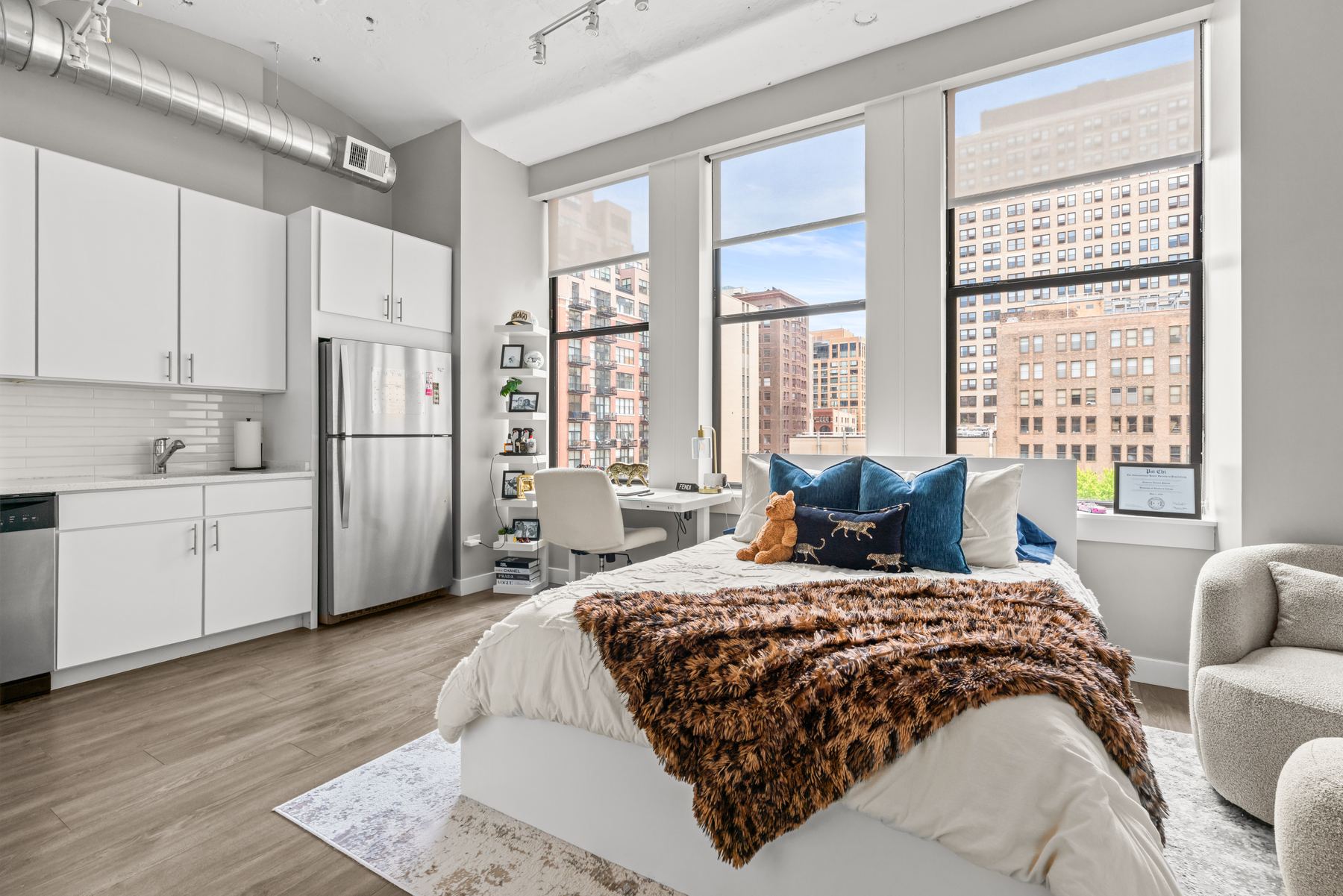 Loft residence with tall windows at Library Lofts